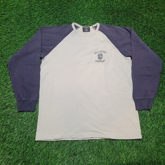 VTG Y2K Polo Jeans Co T-Shirt Mens XL (Tagged M) Oversized Fit Baseball Tee - Picture 1 of 5